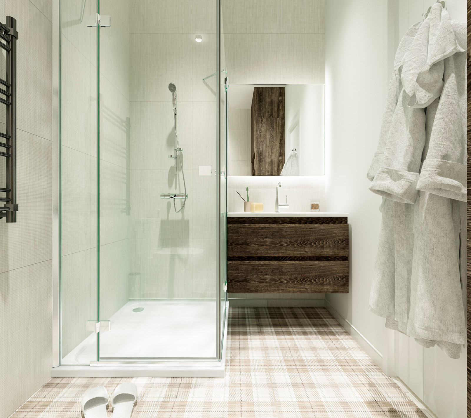 современные ванные душевые