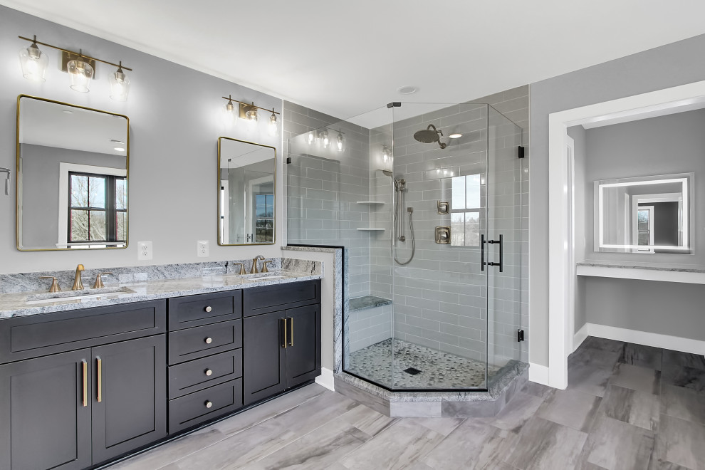 Transitional Bathroom with Gold accents