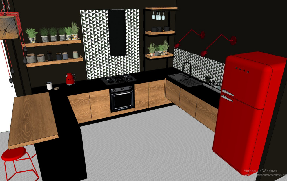 Проект: модель кухни в стиле лофт