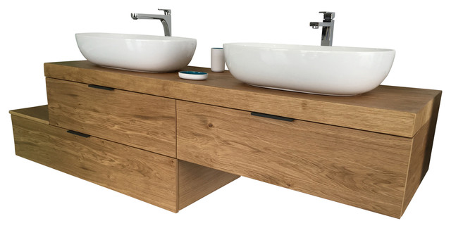 Natura 3 Drawer Unit With 2 Ceramic Countertop Washbasins Natura 3 Drawer Unit With 2 Ceramic Countertop Washbasins Cinder Gray