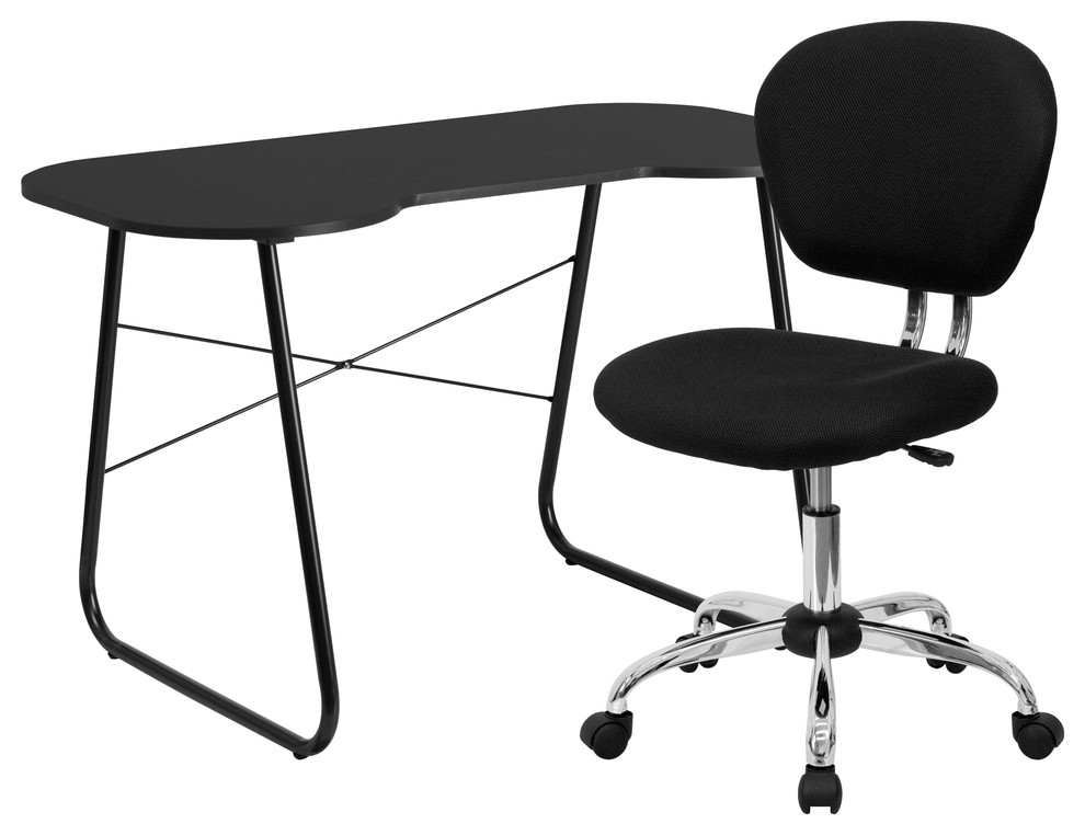 MFO Computer Desk and Mesh Chair Contemporary Desks And Hutches