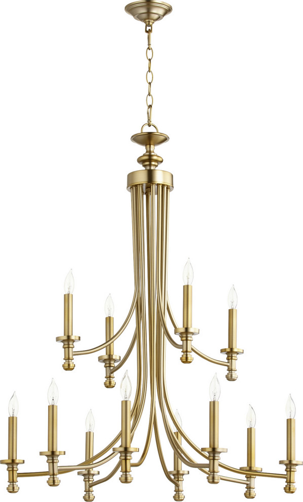Quorum 6022-12-80 12 Light Chandelier Rossington Aged Brass
