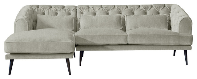Earl Grey Chaise Sofa, Putty, 3 Seater, Left Hand Facing