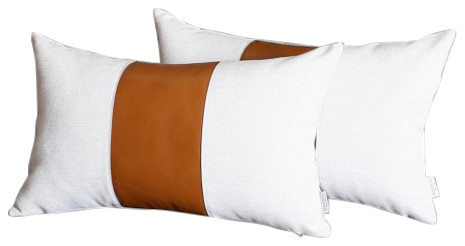 Faux Leather Lumbar Pillow Covers, White Faux Leather Throw Pillows