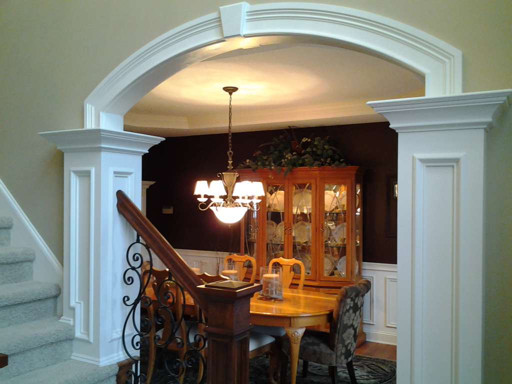 Custom Wood Archway with boxed woodworking