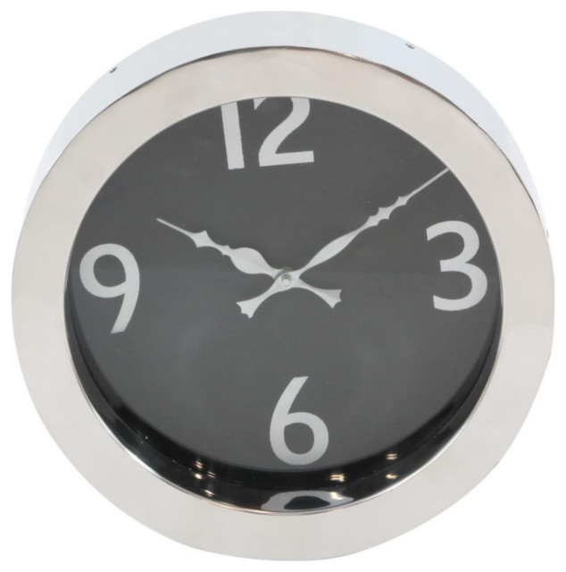Contemporary 12" Stainless Steel Round Wall Clock Contemporary Wall