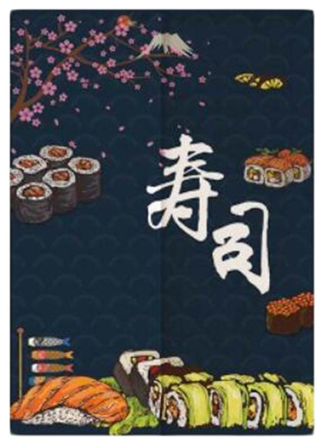SUSHI in Japanese Japanese Noren curtain Cloth Tapestry Japan  Fabric 
