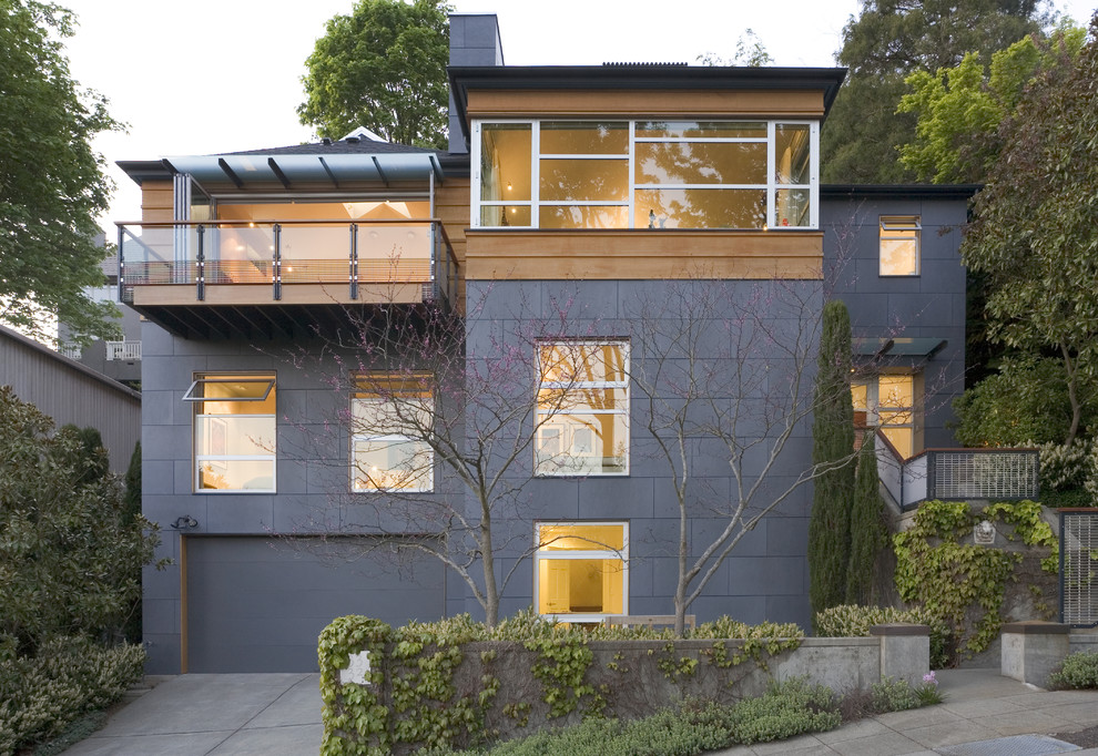 Photo of a contemporary two-storey exterior in Seattle.