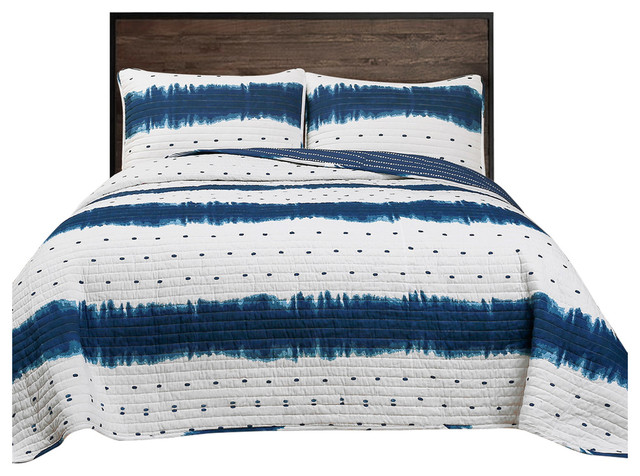 Poppy Garden Quilt Navy 3Pc Set