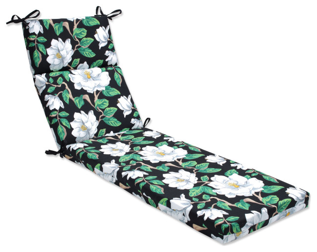 Pillow Perfect Magnolia Black Chaise Lounge Cushion, 72.5"x21"x3