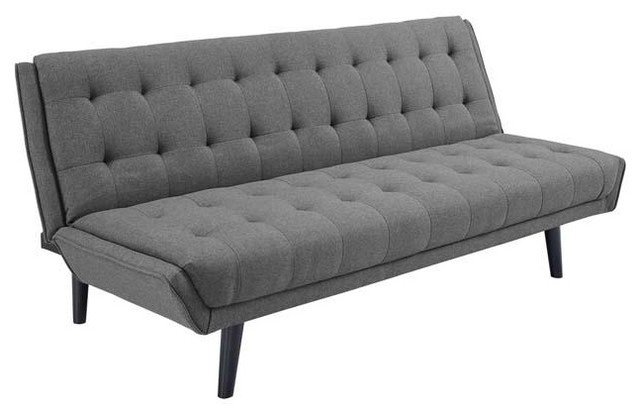 Manten Tufted Convertible Fabric Sofa Bed Gray