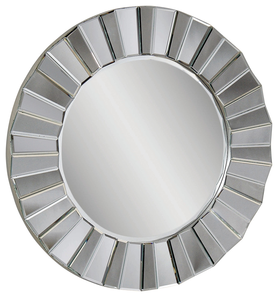 Faceted Round Wall Mirror