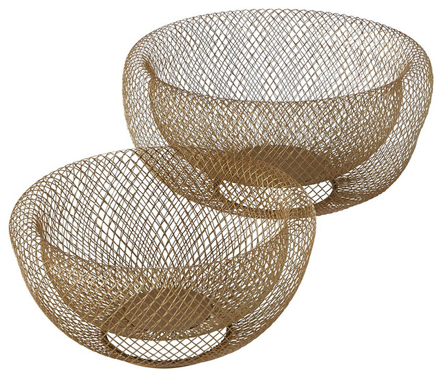 2 Piece Iconic Wire Mesh Fruit Bowls Fruit Bowls And Baskets by