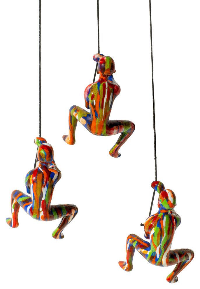 Climbing Man Wall Art 3Pack MultiColor Contemporary Wall