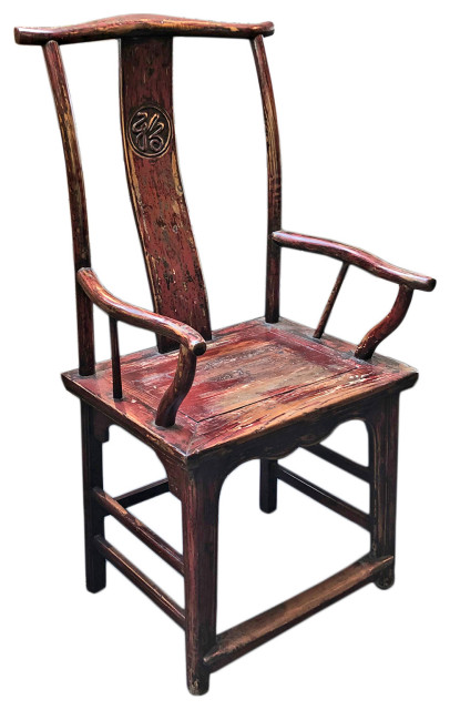 Consigned Carved Wood Arm Chair