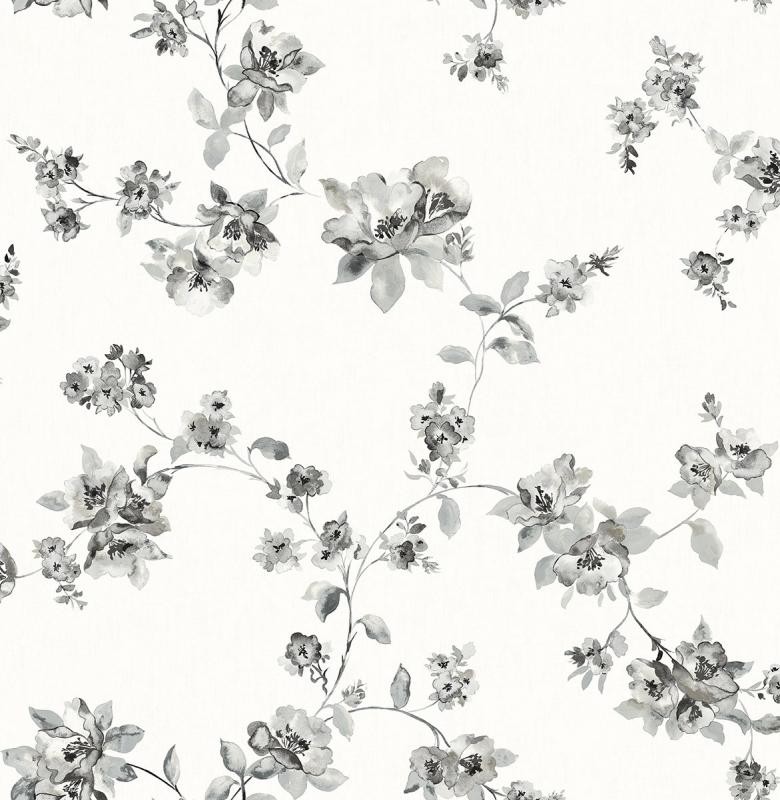 Chesapeake by Brewster 311524482 Cyrus Black Floral Wallpaper French