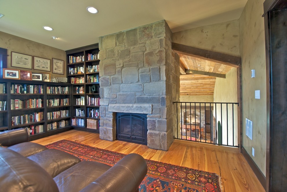 Photo of a contemporary family room in Denver.