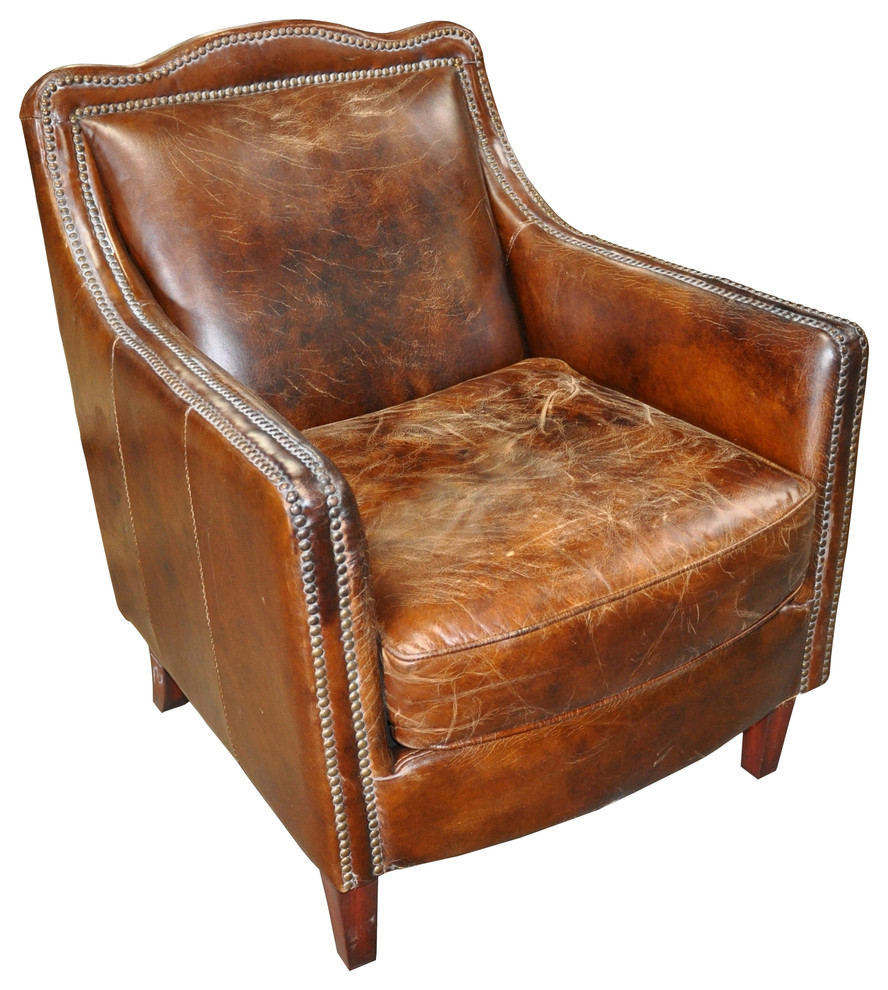 973 Club Chair Vintage Leather, Antique Leather Club Chair