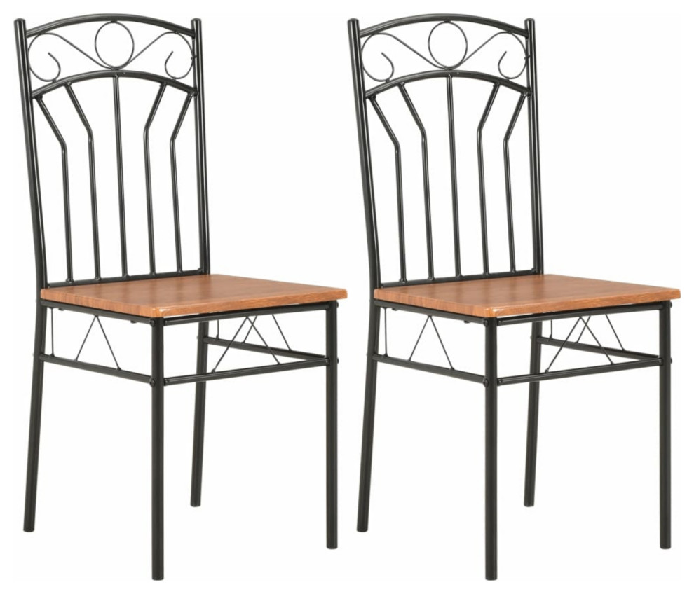 Vidaxl Dining Chairs, Set of 2, Brown Mdf