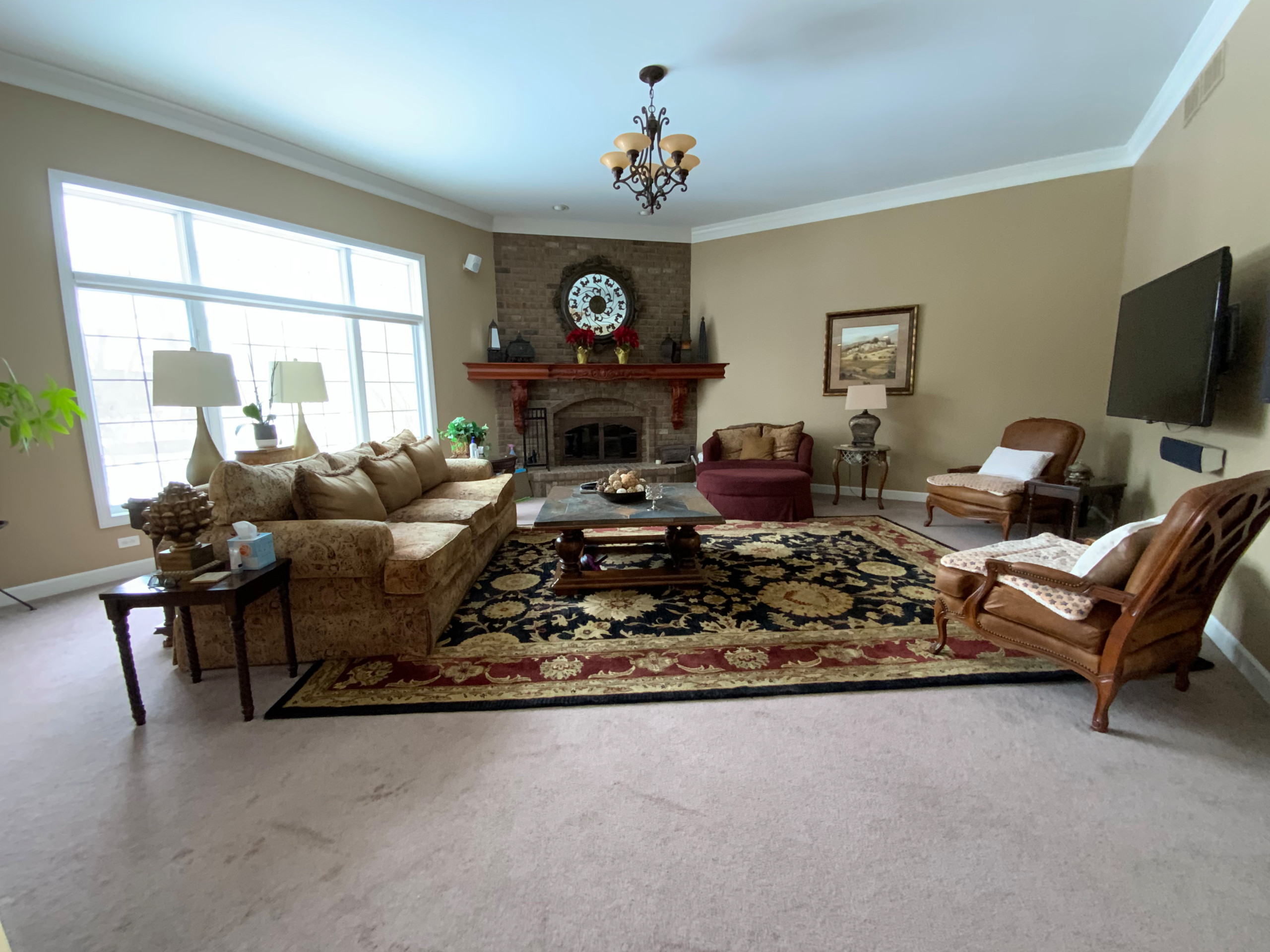 Chic Transitional Kitchen and Living Room