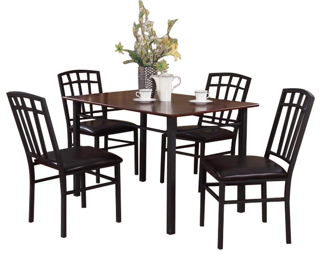 Keller 5 Piece Wood And Metal Dining Set Black Walnut Keller 5 Piece Wood And Metal Dining Set Black Walnut Sets By Pilaster Designs