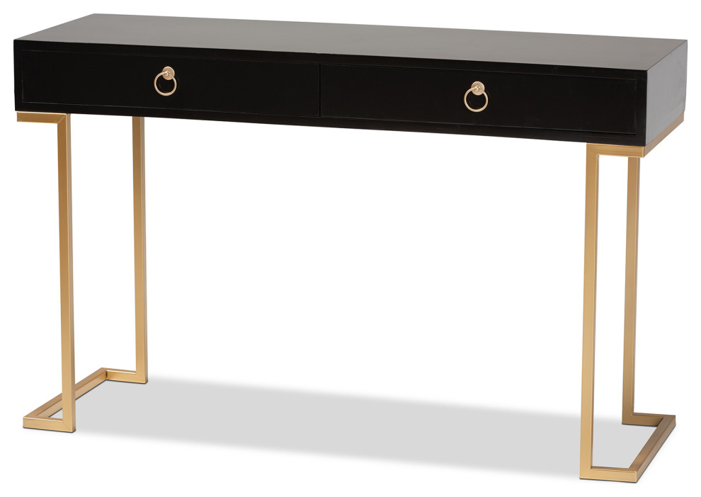Nadene Black and Gold 2-Drawer Console Table - Contemporary - Console ...