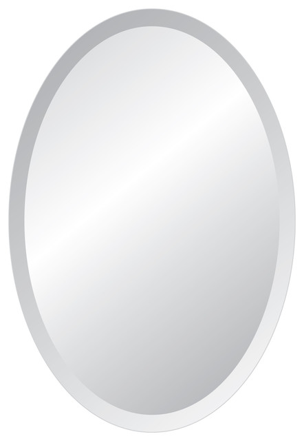 Oval Frameless Mirror With Polished, Bevelled Edge Oval Wall Mirror