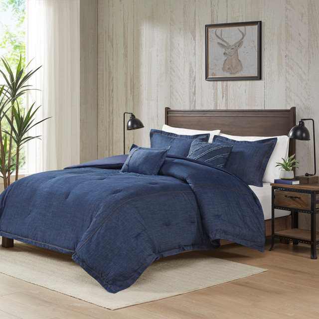 Woolrich Perry Oversized Denim Comforter Set, Blue Contemporary