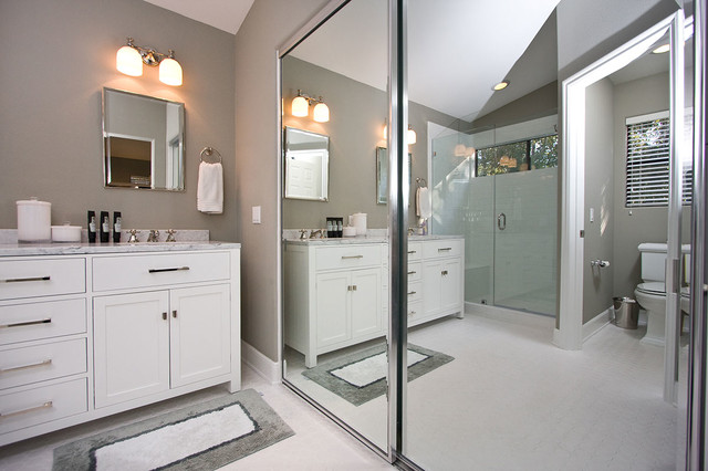 Contemporary Gray & White Bathroom Remodel - Contemporary - Bathroom
