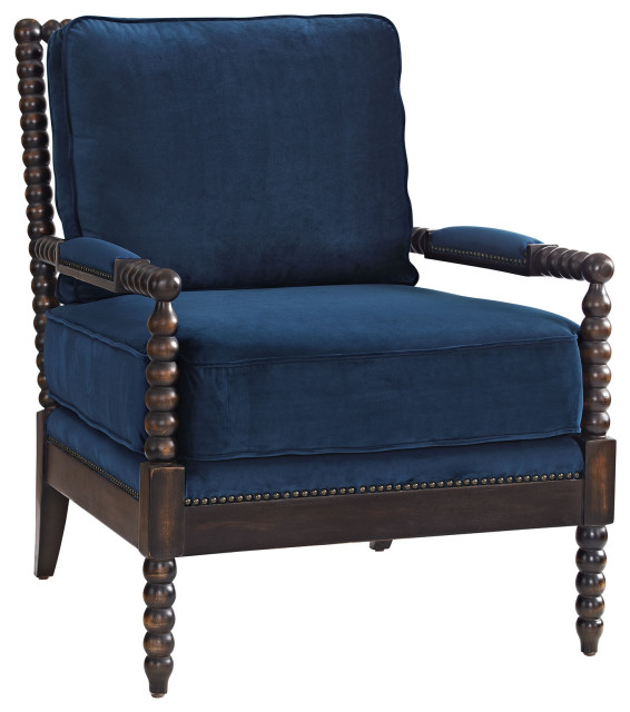 Revel Upholstered Fabric Armchair, Navy