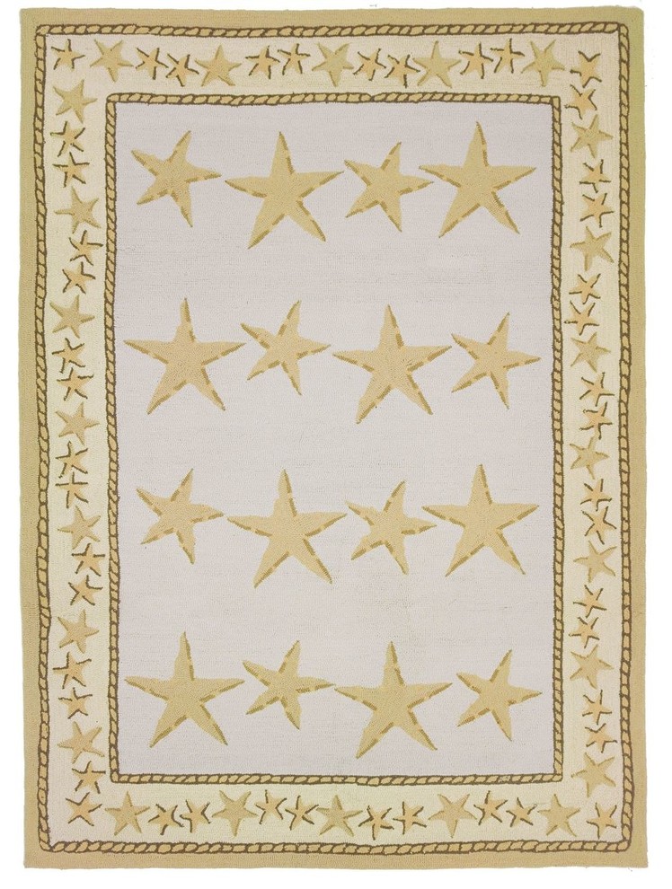 Starfish Toss Area Rug, Rectangle, Very Pale Blue, 5'x7'