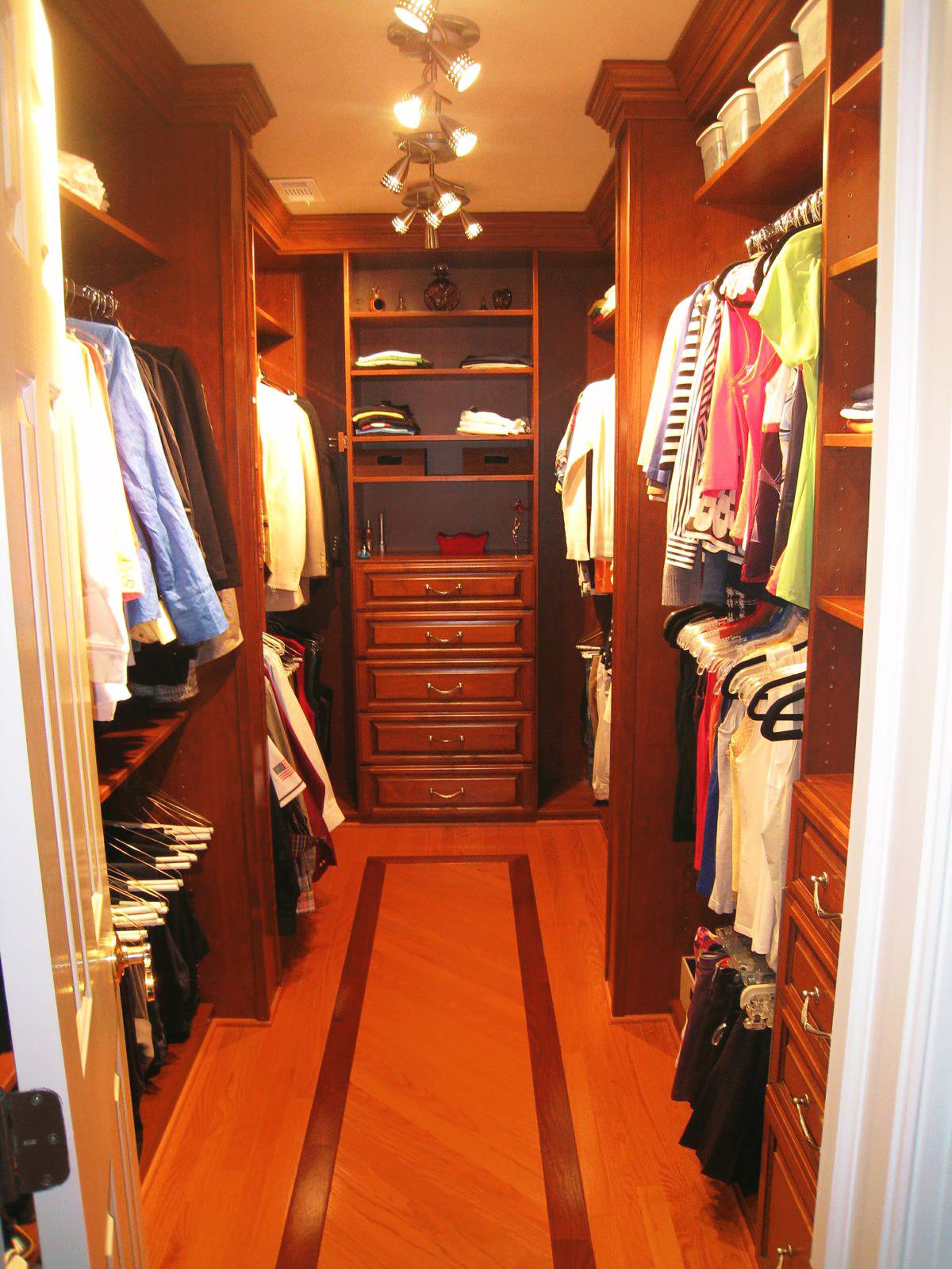 Wood Stained Master Walk-In Closet