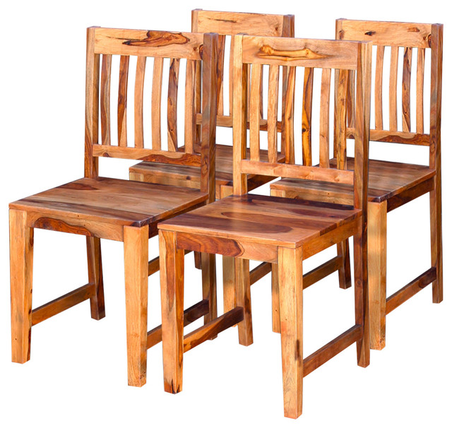 VidaXL Dining Chairs, Set of 4, Solid Sheesham Wood