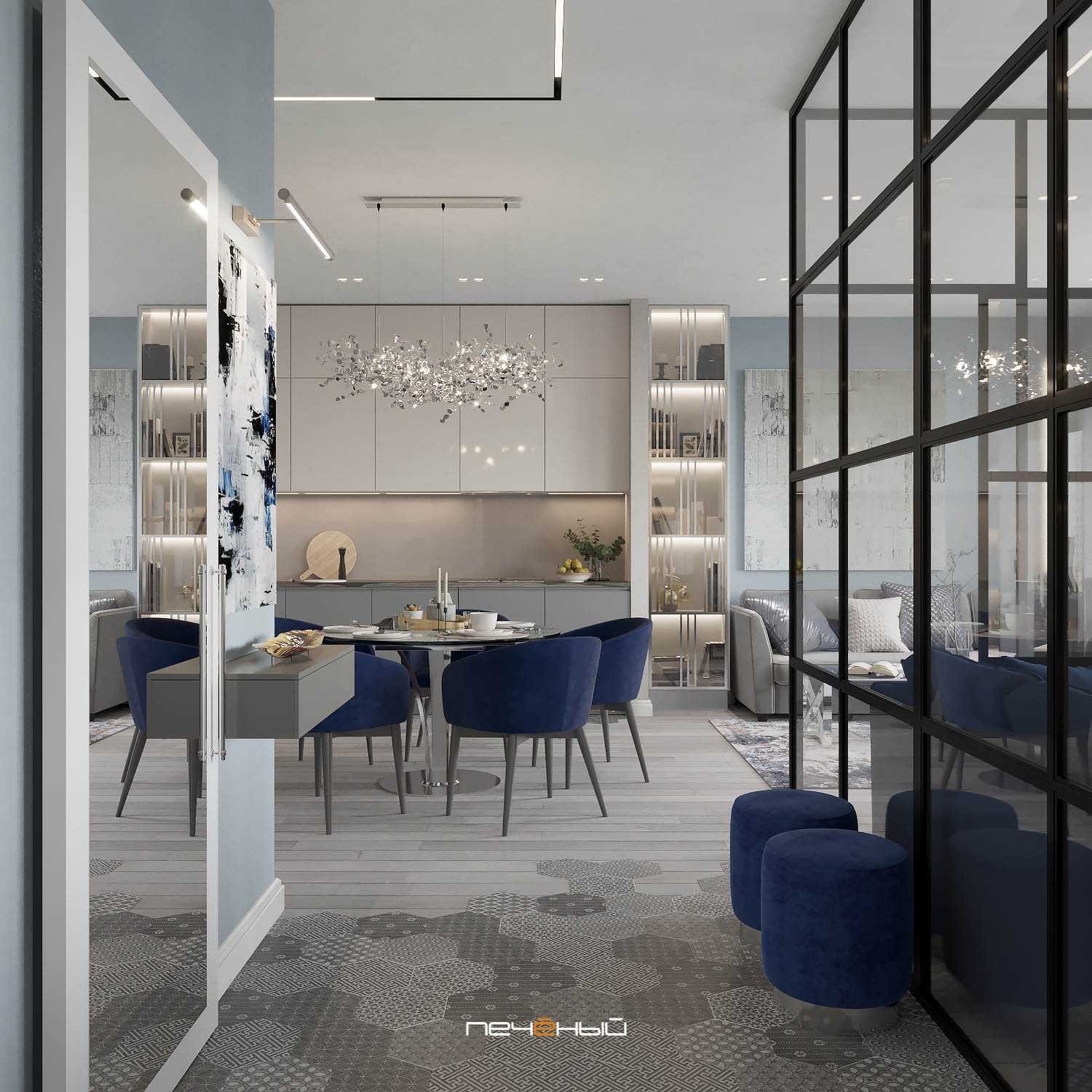 Современная трёшка в пастельных тонах