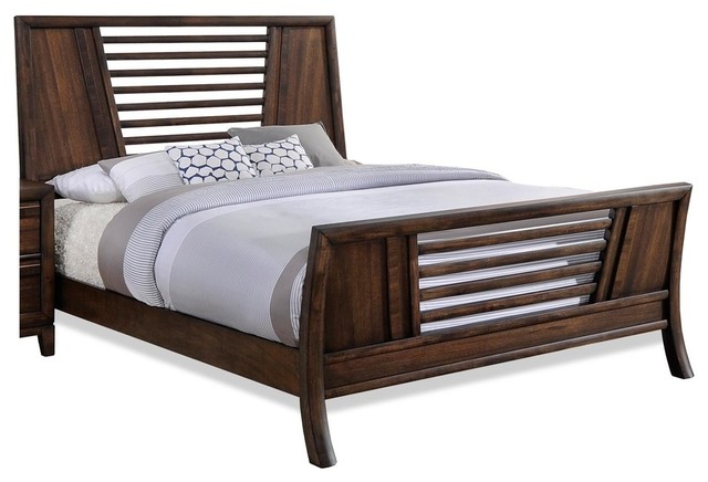 Gavin Light Mocha Slatted Sleigh Bed Transitional Sleigh Beds By Ctc Furniture Inc Houzz