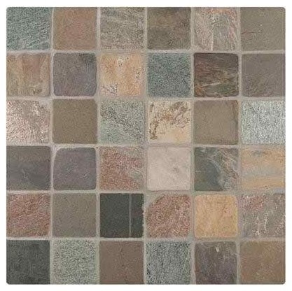 2x2 Mixed Color Slate Mosaic Floor Wall Tile Contemporary 2x2 Mixed Color Slate Mosaic Floor Wall Tile Single Sheet Sample