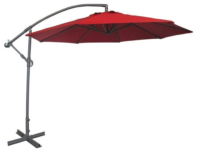 Abba Patio 10 Offset Cantilever Patio Umbrella With Base And Crank Contemporary Outdoor Umbrellas By Appearances International