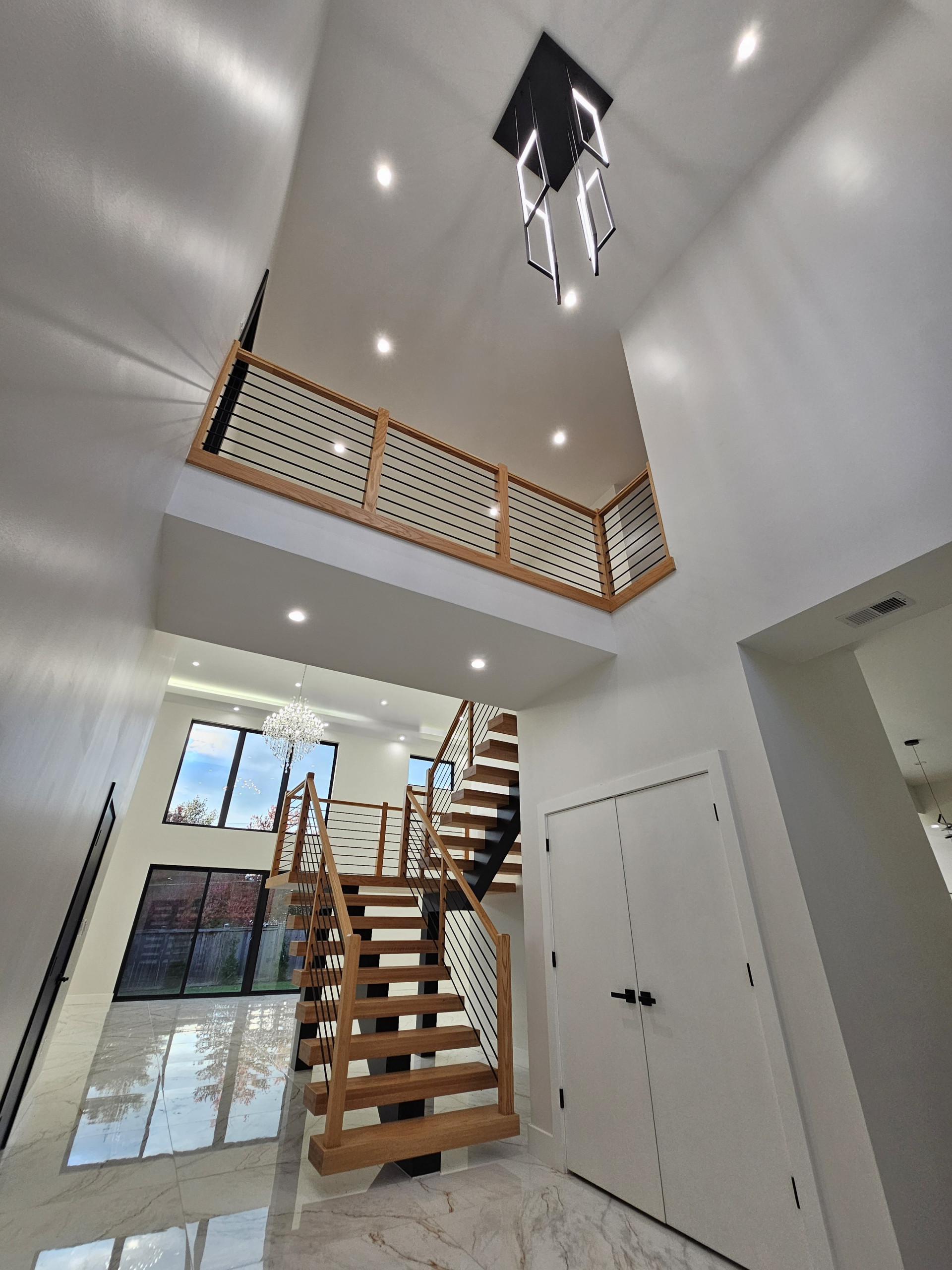 143_Modern Floating Red Oak and Metal Staircase, Sterling, VA