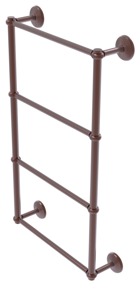 Monte Carlo 4 Tier 30" Ladder Towel Bar with Twisted Detail, Antique Copper