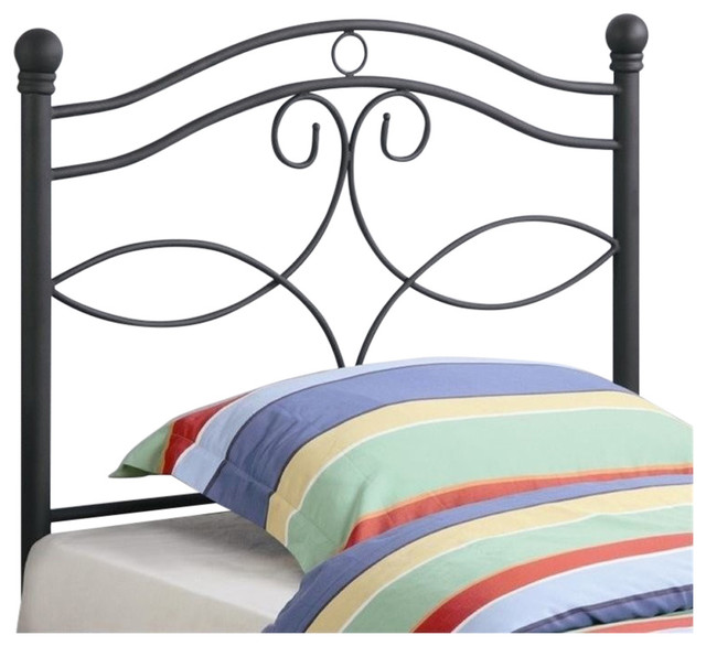 Bowery Hill Transitional Metal Twin Headboard in Matte Black, Twin Size