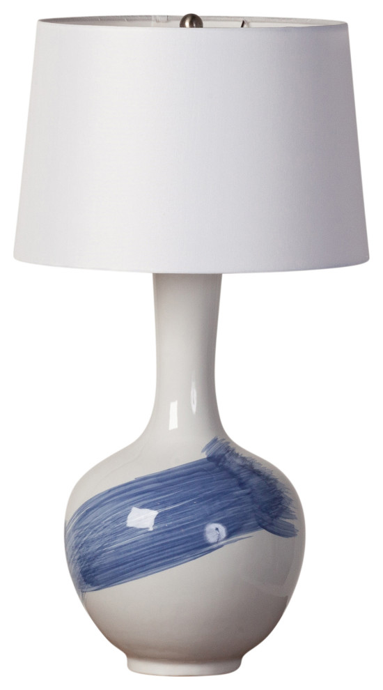 Blue Brushstroke Ceramic Table Lamp, Set of 2