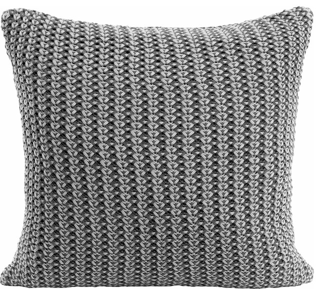 Urban Loft Chunky Knit Decorative Throw Pillow 18x18 Gray