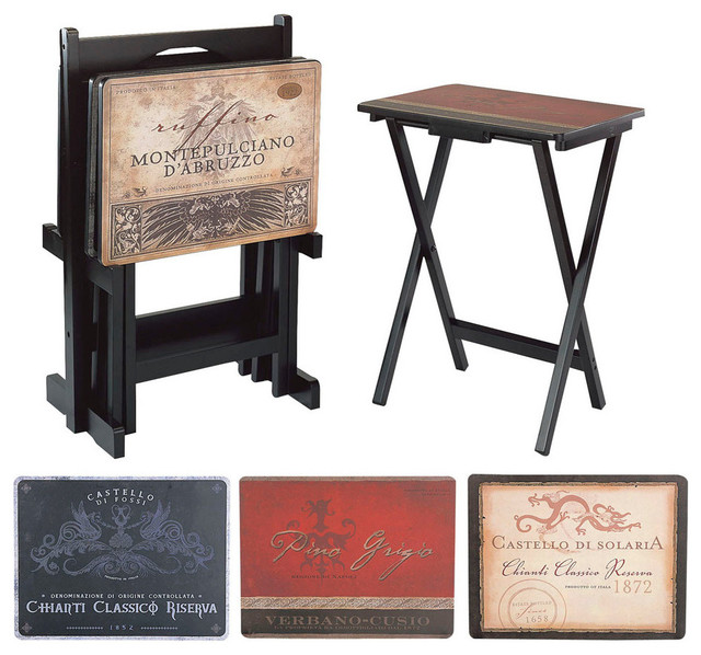 4 tv trays with stand