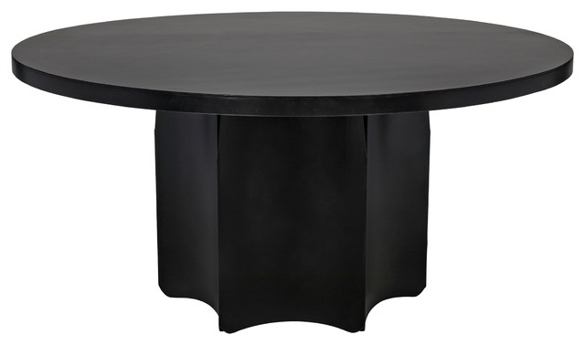 58 W Ra Dining Table Modern Black Metal Round Faceted Base Contemporary Transitional Tables By Noble Origins Llc Houzz 58 W Ra Dining Table Modern Black, Black Round Table Pedestal Base