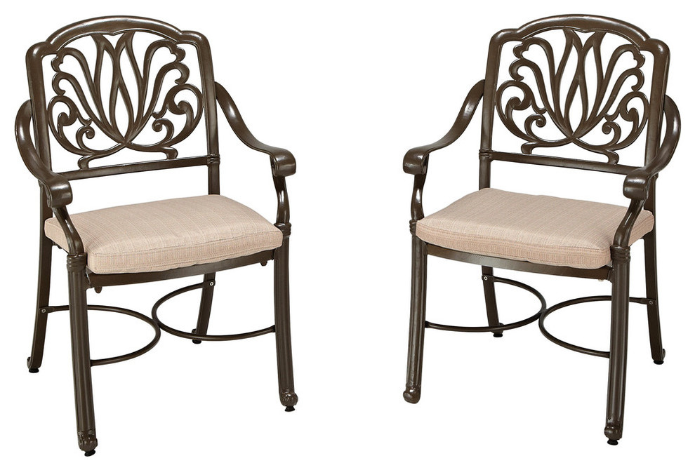 Floral Blossom Outdoor Armchairs, Set of 2, Taupe
