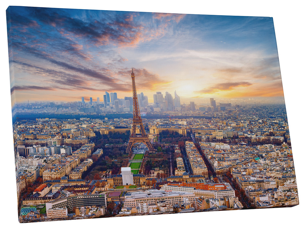 Paris City Skyline France watercolor Abstract Canvas Art Print 24x16/"