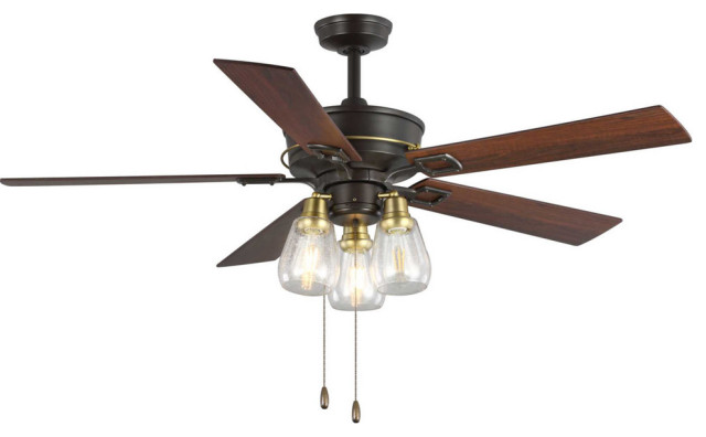 Teasley 56 5 Blade Ceiling Fan With, Bromley 52 In Led Indoor Outdoor Bronze Ceiling Fan With Light Kit