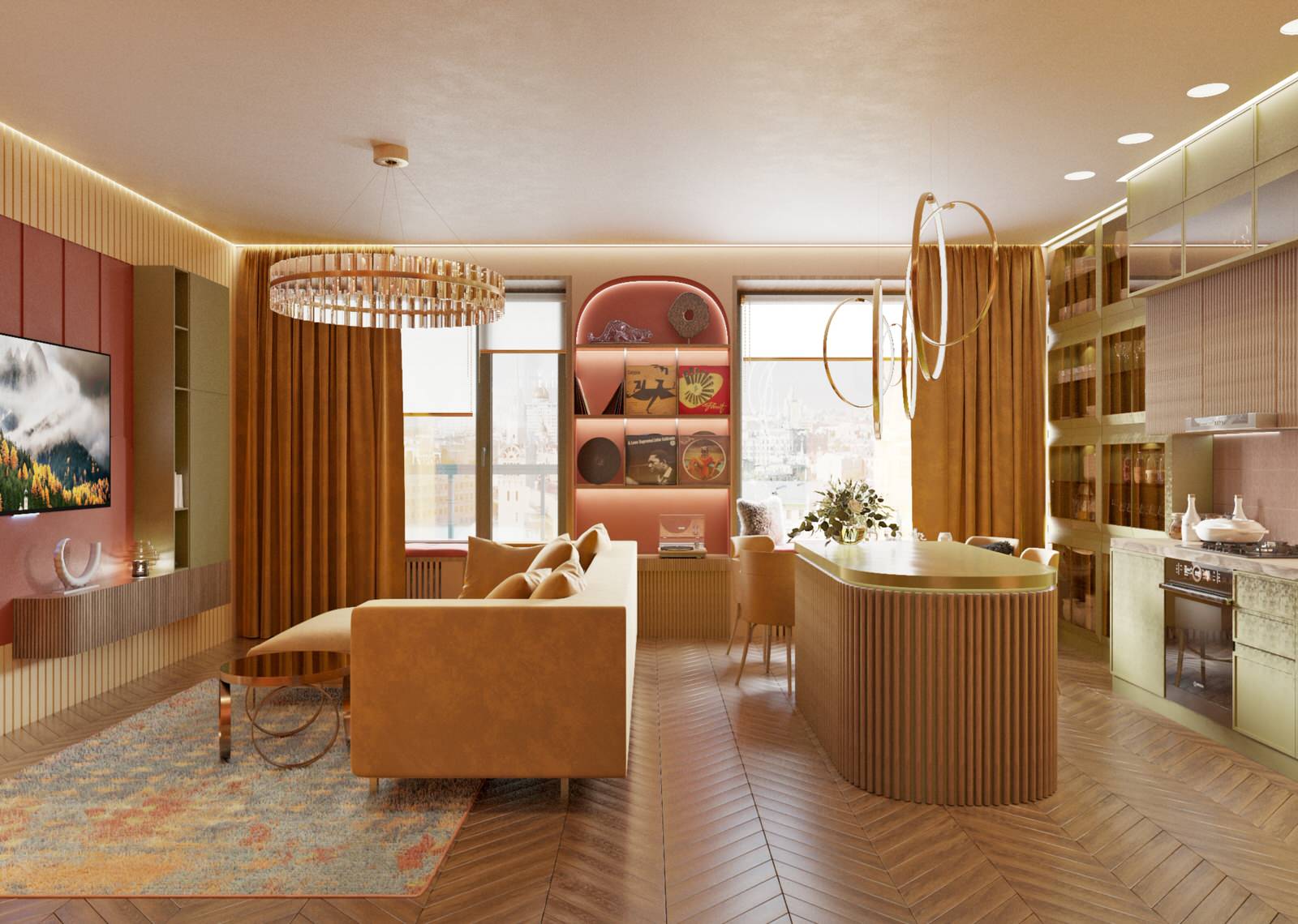 Современная кухня 30 м2