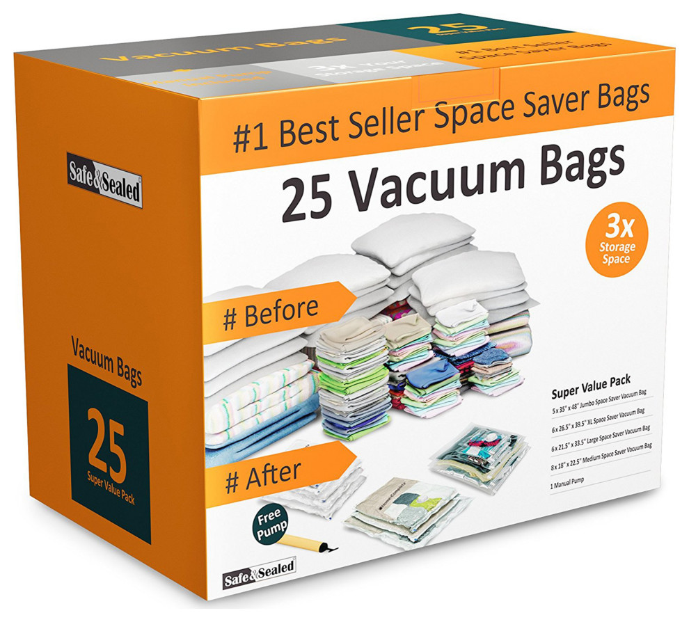10-Piece Vacuum Storage Bags Set Space-Saving Airtight Sacks, 25 Piece