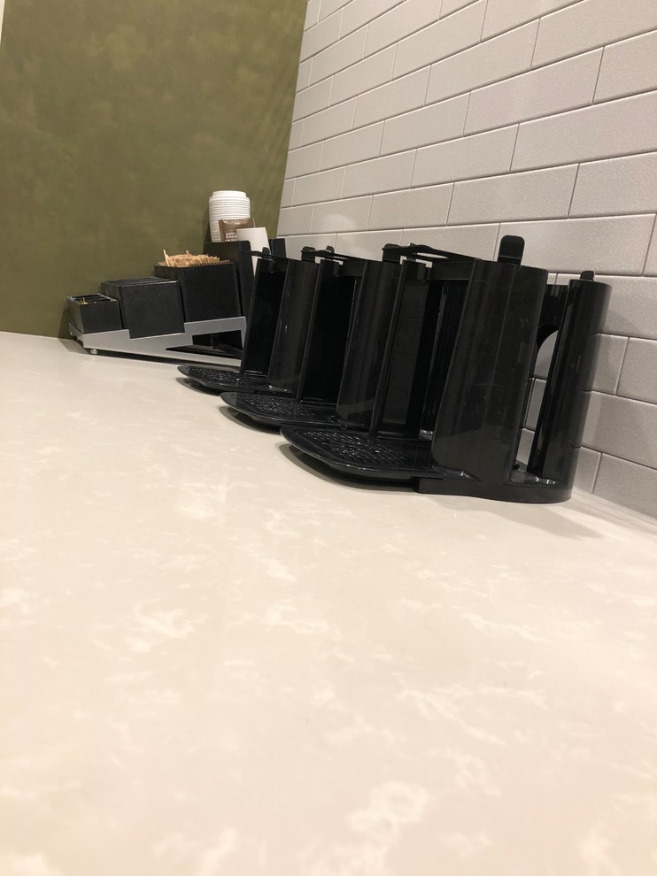 Example of a minimalist kitchen design in Edmonton